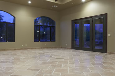 Travertine floor cleaned, honed